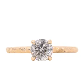 0.81ct Round Salt & Pepper Diamond Evergreen Carved Solitaire Ring in 14k Yellow Gold