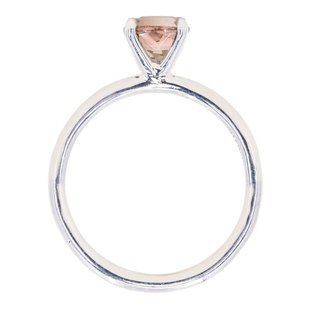 0.88ct Round Oregon Sunstone Solitaire Ring in Polished Sterling Silver