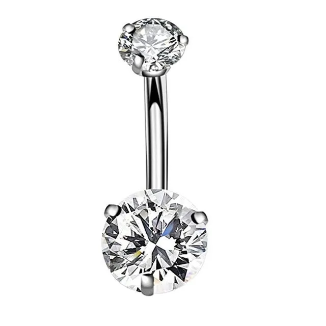 10 Styles Sexy Dangling Navel Belly Button Ring Oreja 14G Double Round Cubic Zirconia 316L Surgical Steel Belly Piercing Jewelry