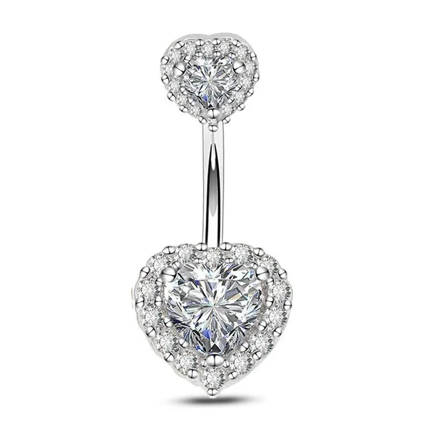 10 Styles Sexy Dangling Navel Belly Button Ring Oreja 14G Double Round Cubic Zirconia 316L Surgical Steel Belly Piercing Jewelry