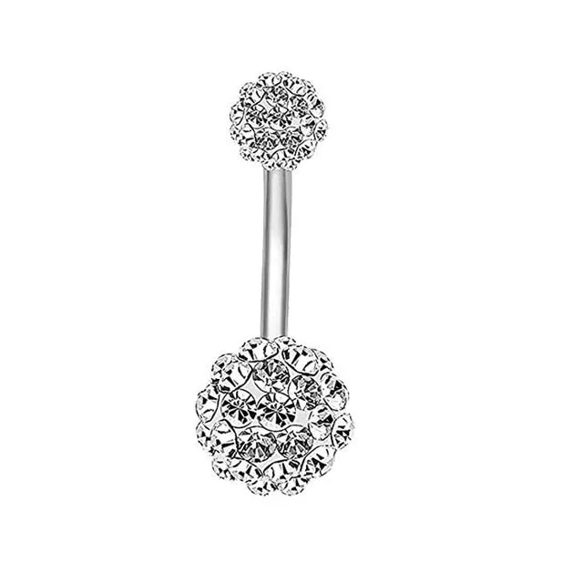 10 Styles Sexy Dangling Navel Belly Button Ring Oreja 14G Double Round Cubic Zirconia 316L Surgical Steel Belly Piercing Jewelry