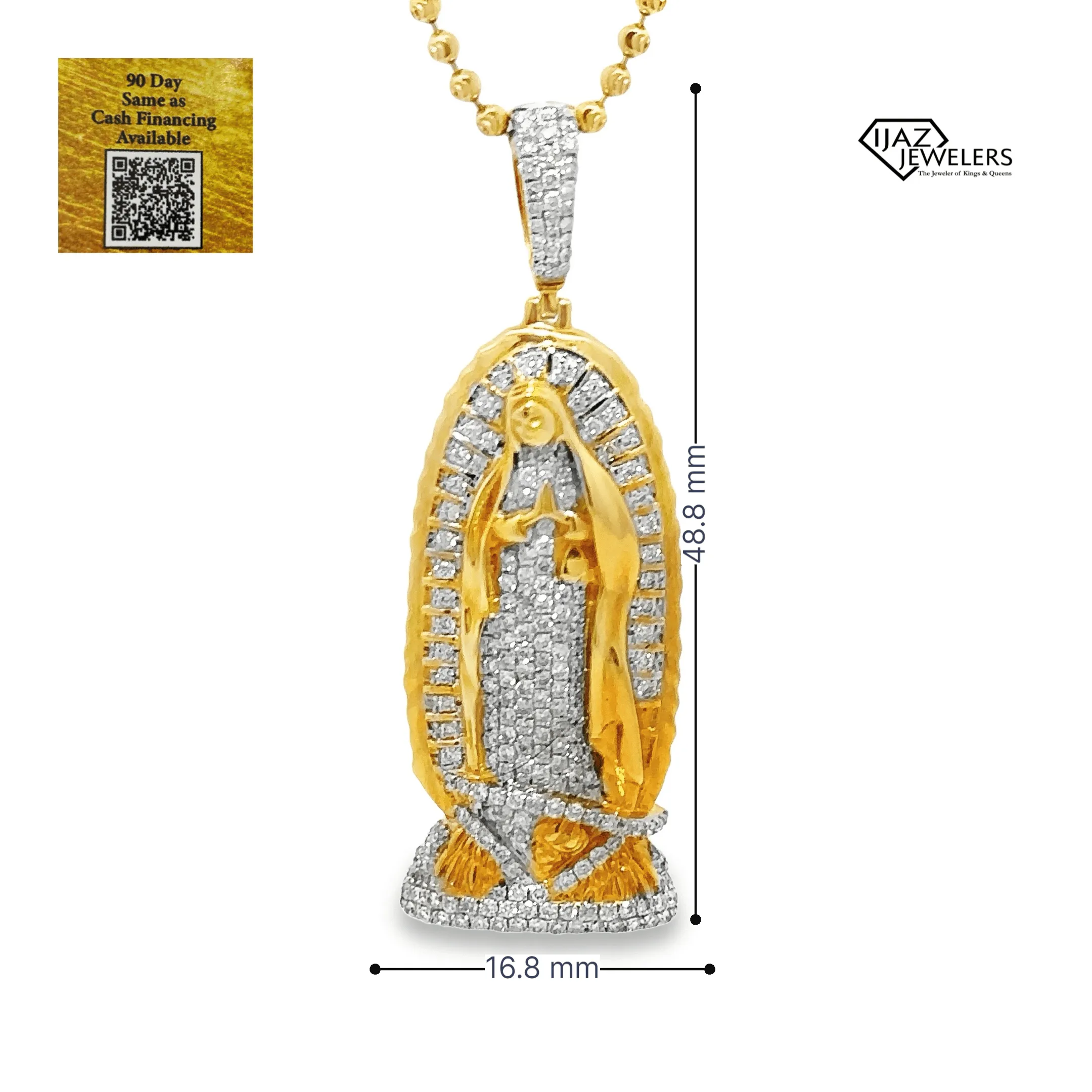 10K Gold 1.05 CTW diamond Virgin Mary Charm