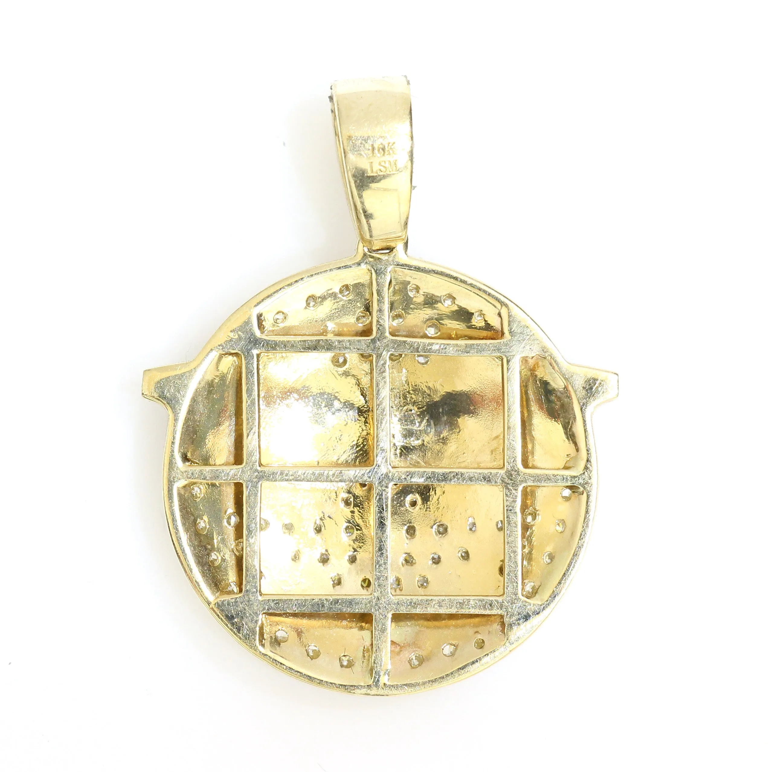 10K Yellow Gold Cool Emoji Pendant 1.2 Ctw