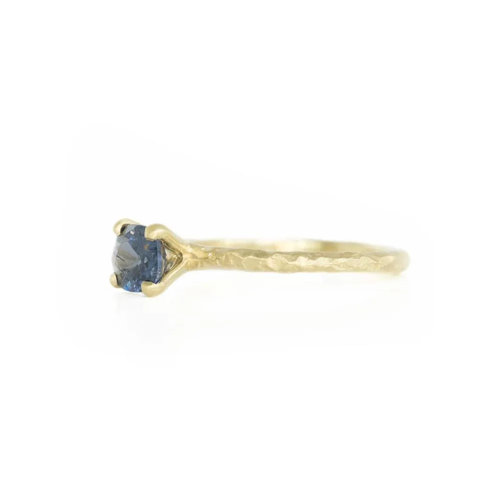 1.21ct Blue Spinel East-West Evergreen Solitaire in 14k Satin Yellow Gold