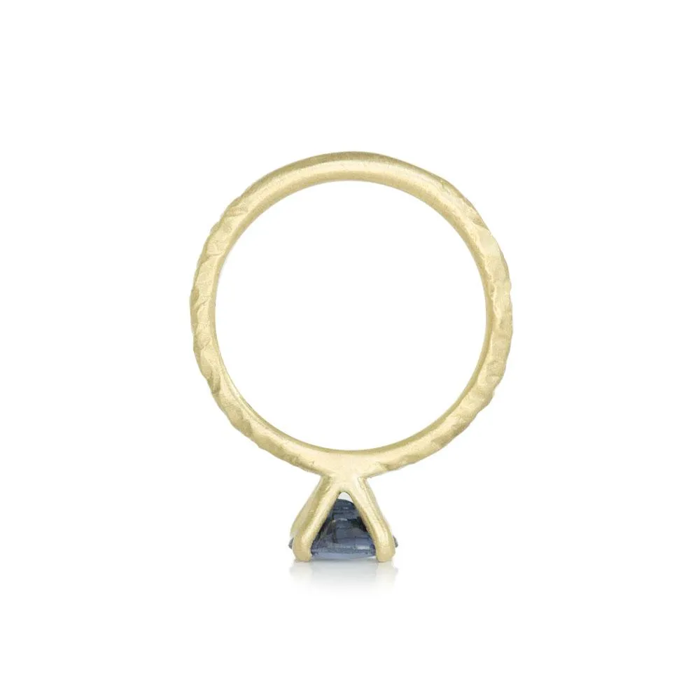 1.21ct Blue Spinel East-West Evergreen Solitaire in 14k Satin Yellow Gold