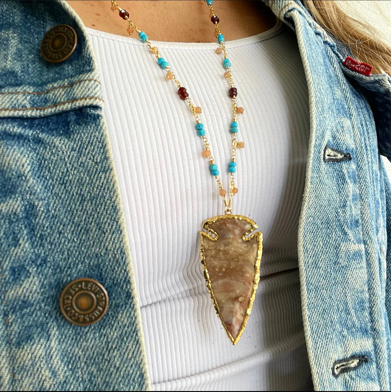 1245 - Arrowhead Gemstone Necklace