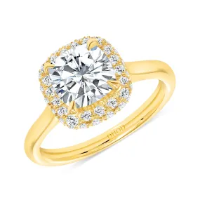 14K Gold Cushion Cut Forever One Moissanite Engagement Ring