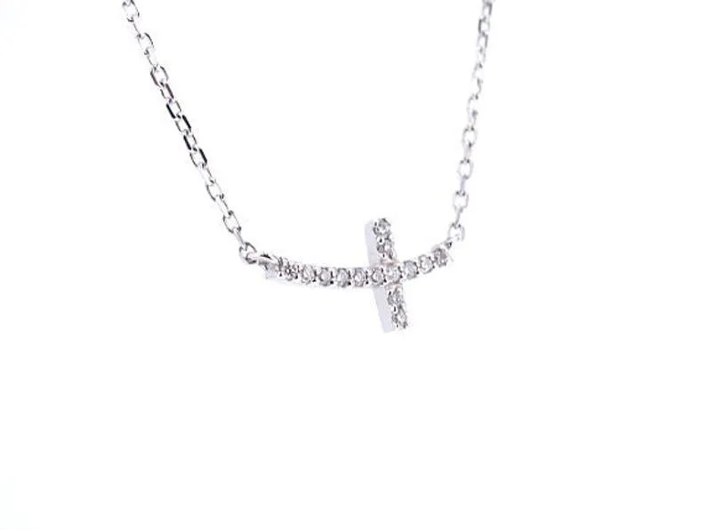 14K Gold Diamond Mini Cross Necklace