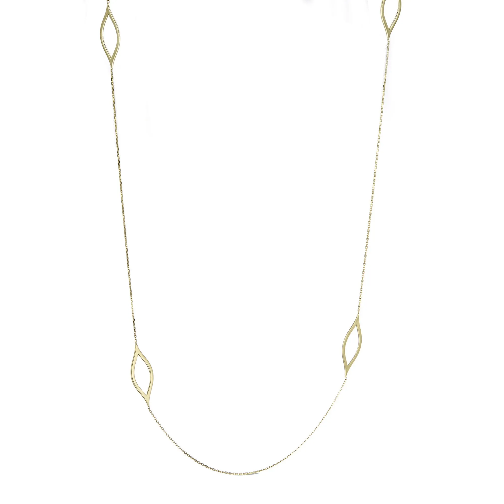 14K GOLD LONG STATION MARQUIS NECKLACE