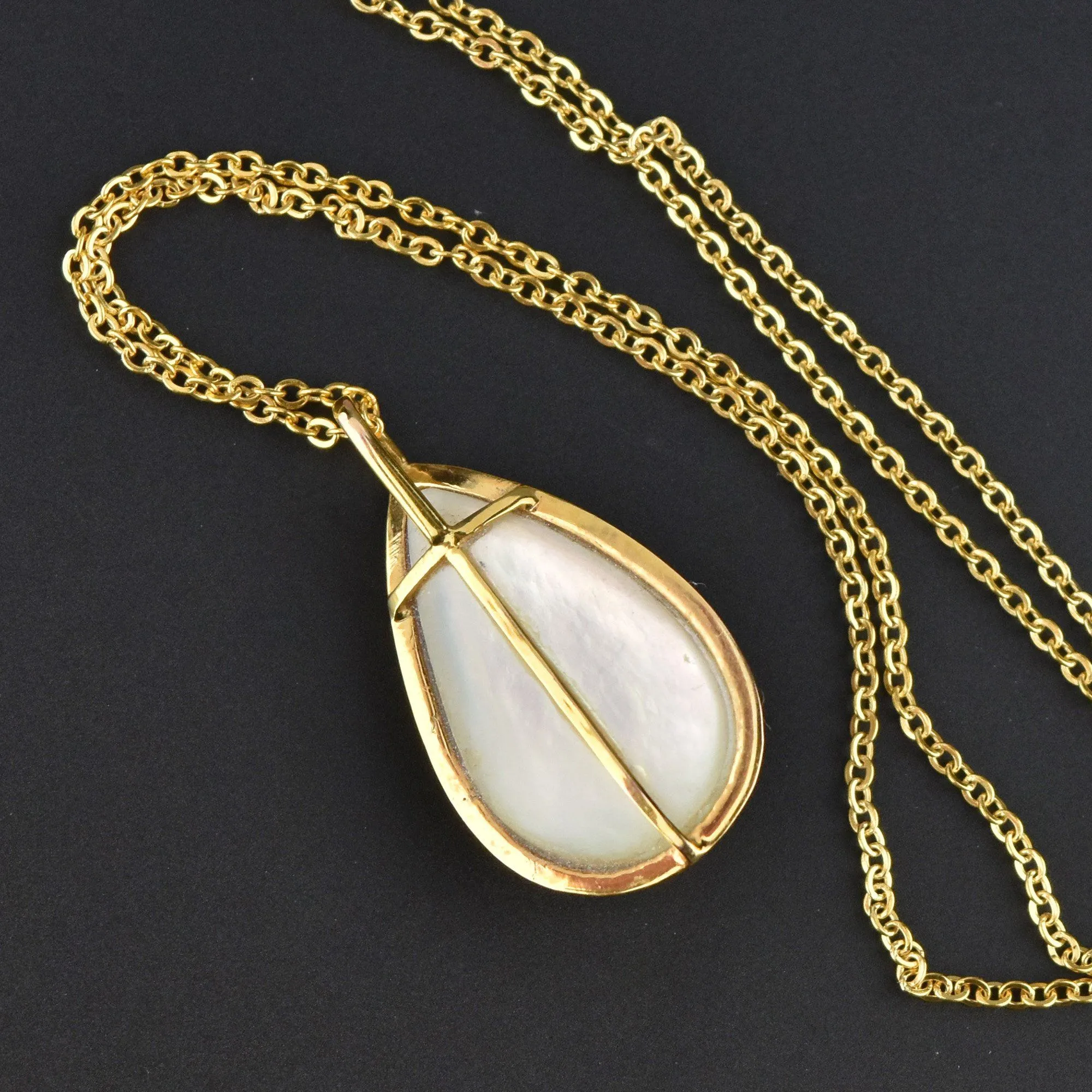 14K Gold Mabe Pearl Pendant Necklace ON HOLD