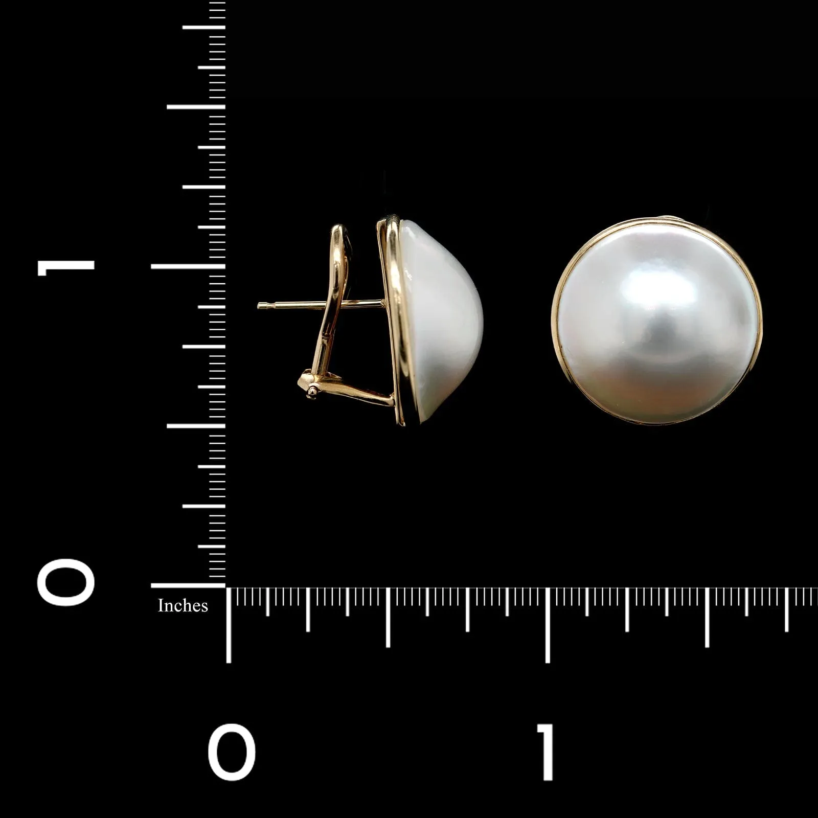 14K Yellow Gold Estate Mabe Pearl Earrings