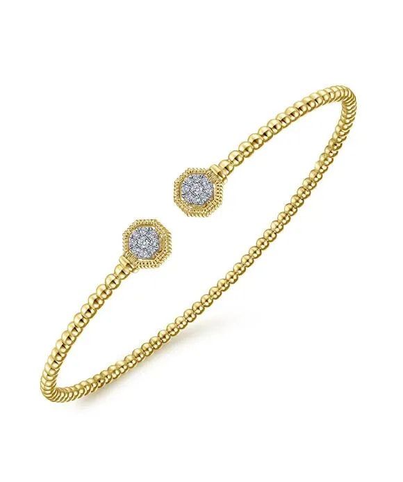 14K Yellow Gold Flex Bead Diamond Bangle