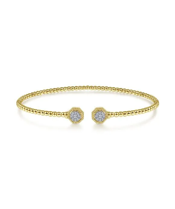 14K Yellow Gold Flex Bead Diamond Bangle