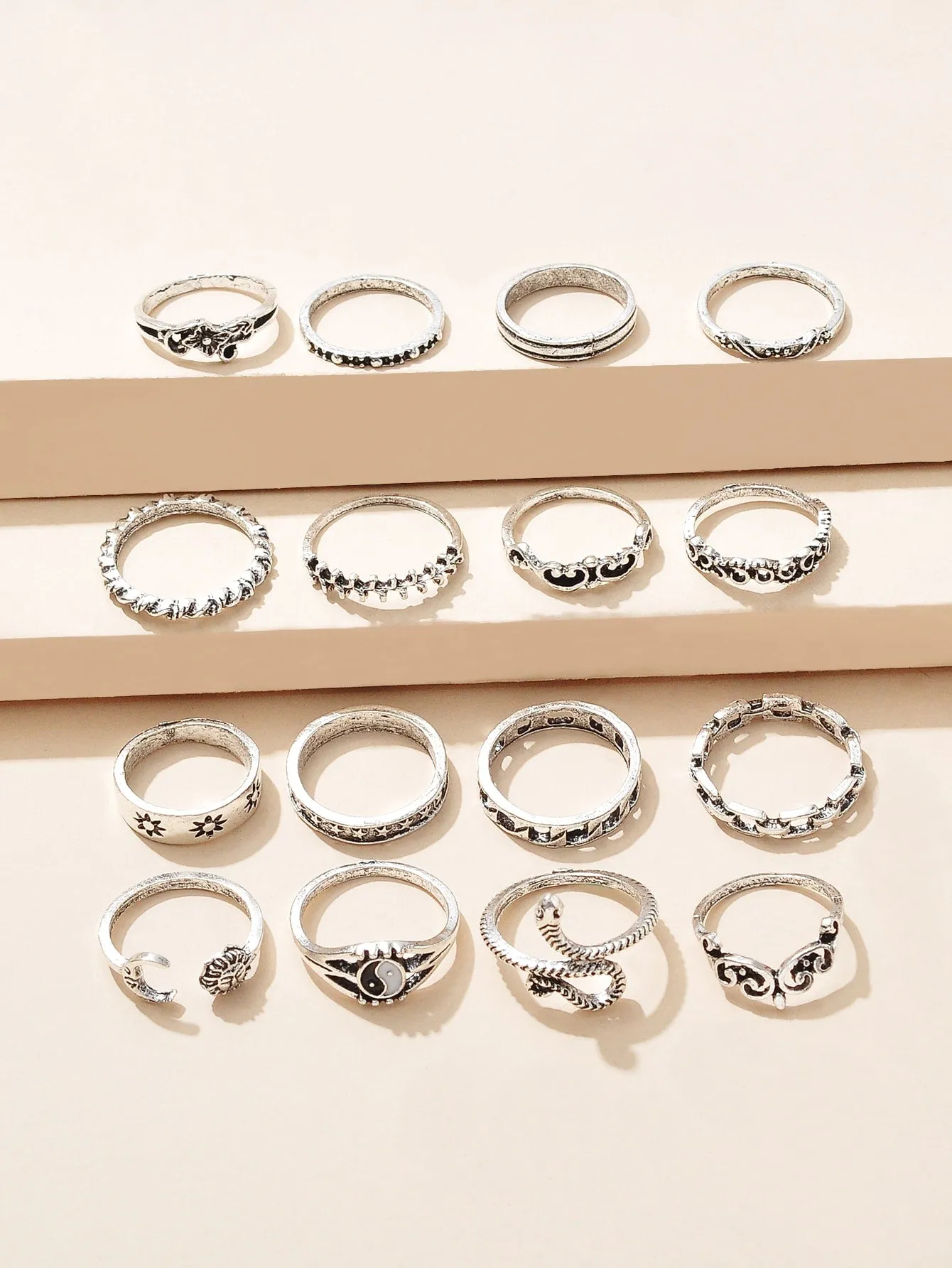 16pcs Simple Ring