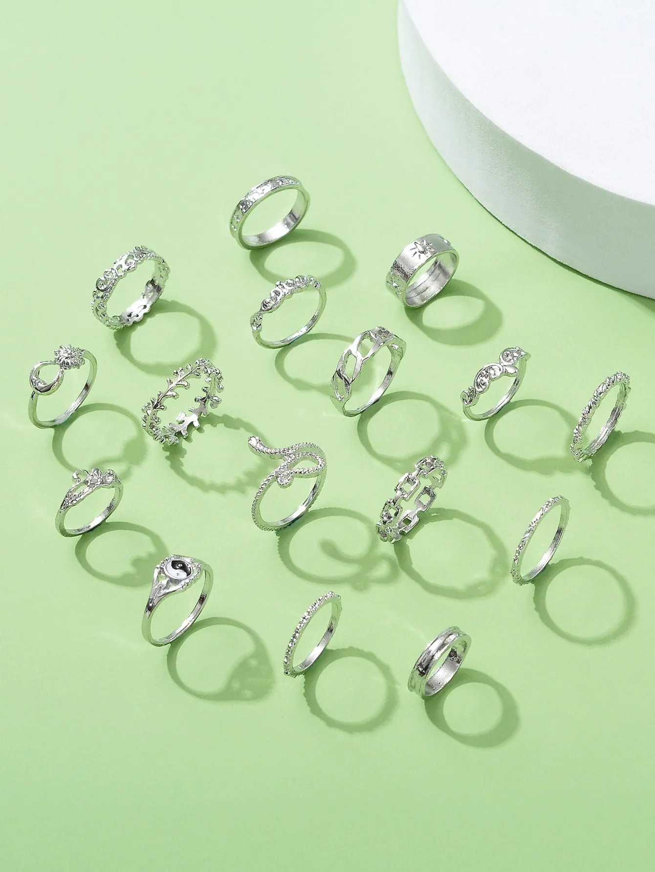 16pcs Simple Ring