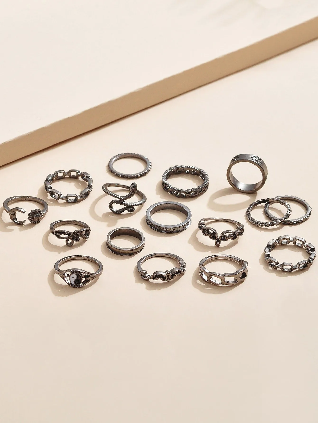 16pcs Simple Ring