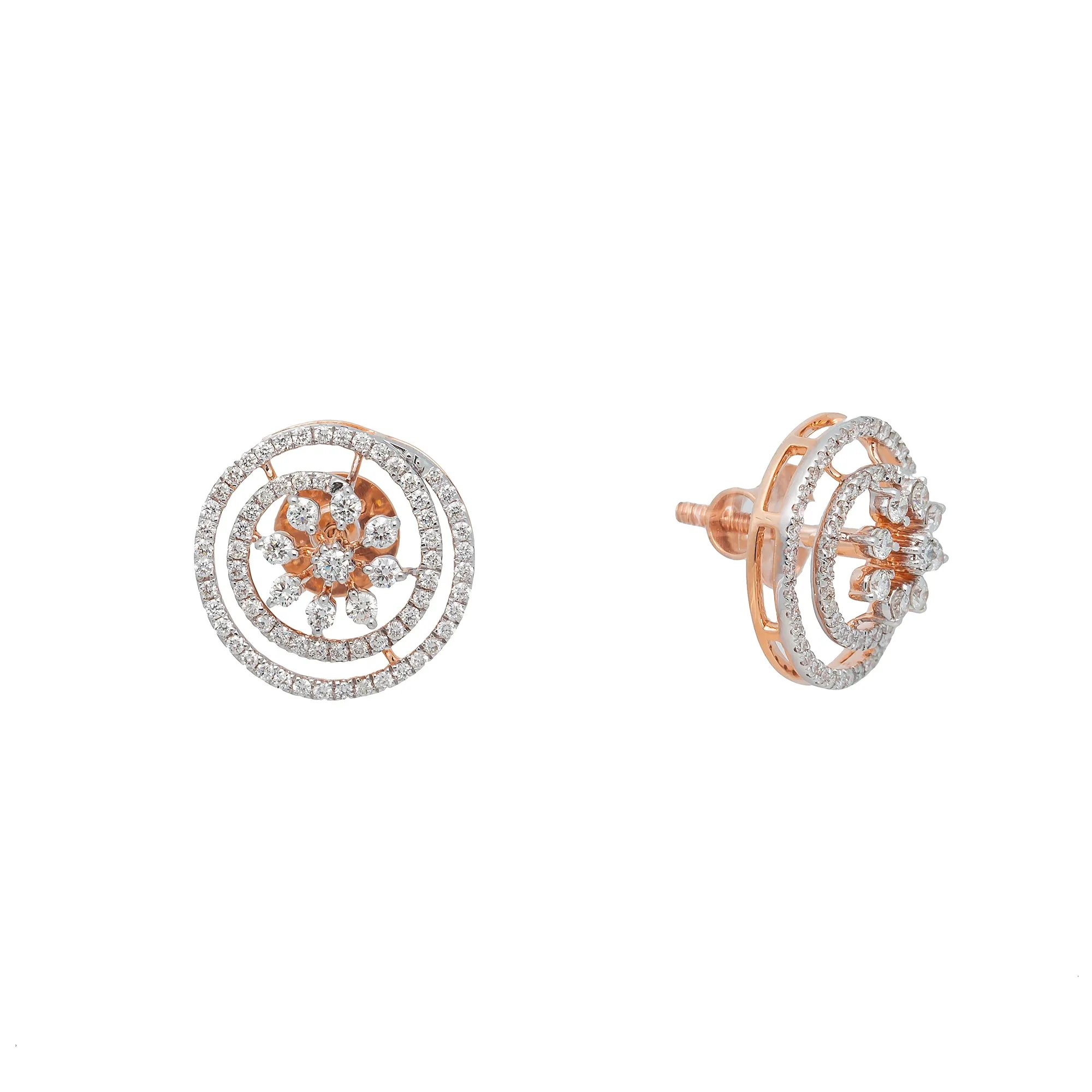 18K Rose Gold & 0.76ct Diamond Stud Earrings (4.1gm)