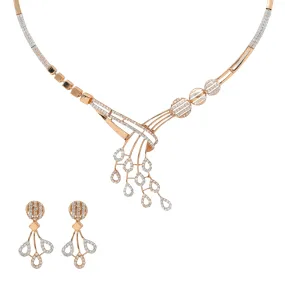 18K Rose Gold & CZ Necklace Set (20.3gm)