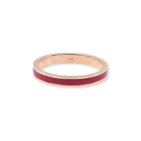 18K ROSE GOLD RED ENAMEL STACKING RING SZ 6.5