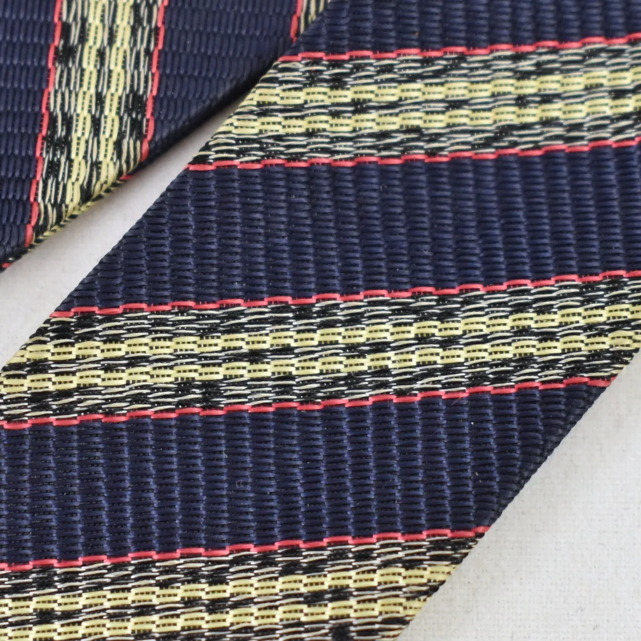 1950s Navy Striped Bow Tie