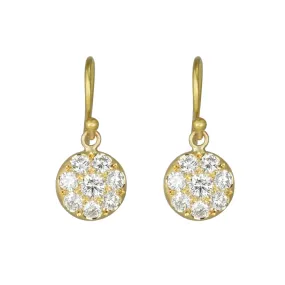 20K Gold and Pave Diamond Small Lentil Earrings