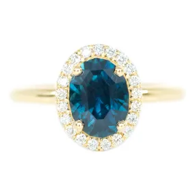 2.29ct Oval Blue Montana Sapphire Diamond Halo In 14k Yellow Gold