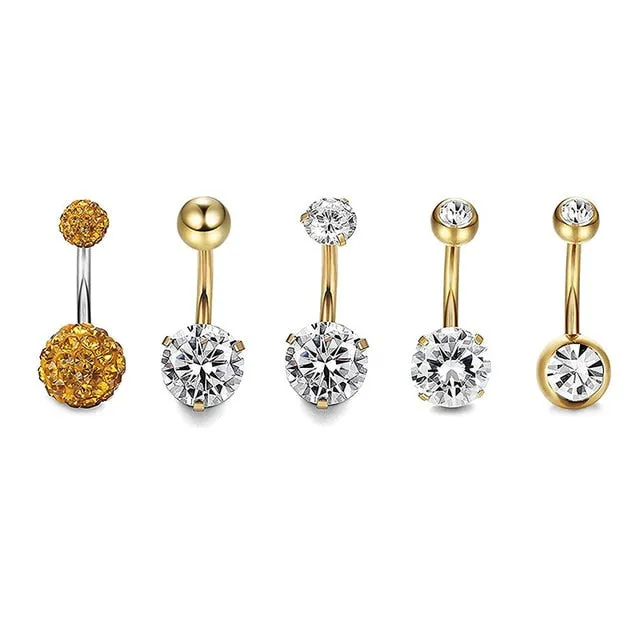 2/4/5/6/7Pcs/Set Surgical Steel Piercings  14G Navel Piercings Belly Button Piercing Dangle Earrings Belly Bar Sexy Body Jewelry