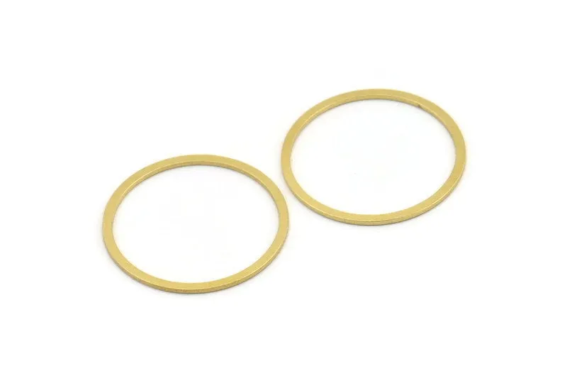 27mm Circle Connectors, 24 Raw Brass Circle Connectors (27x0.80mm) A3329