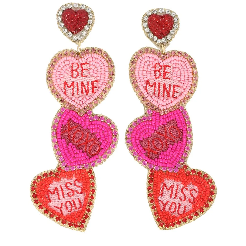 3 Heart Drop Message Earring