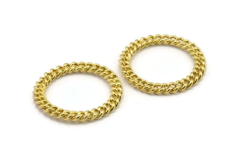 32mm Circle Connectors, Raw Brass Circle Connectors (41x6x3mm) N1732