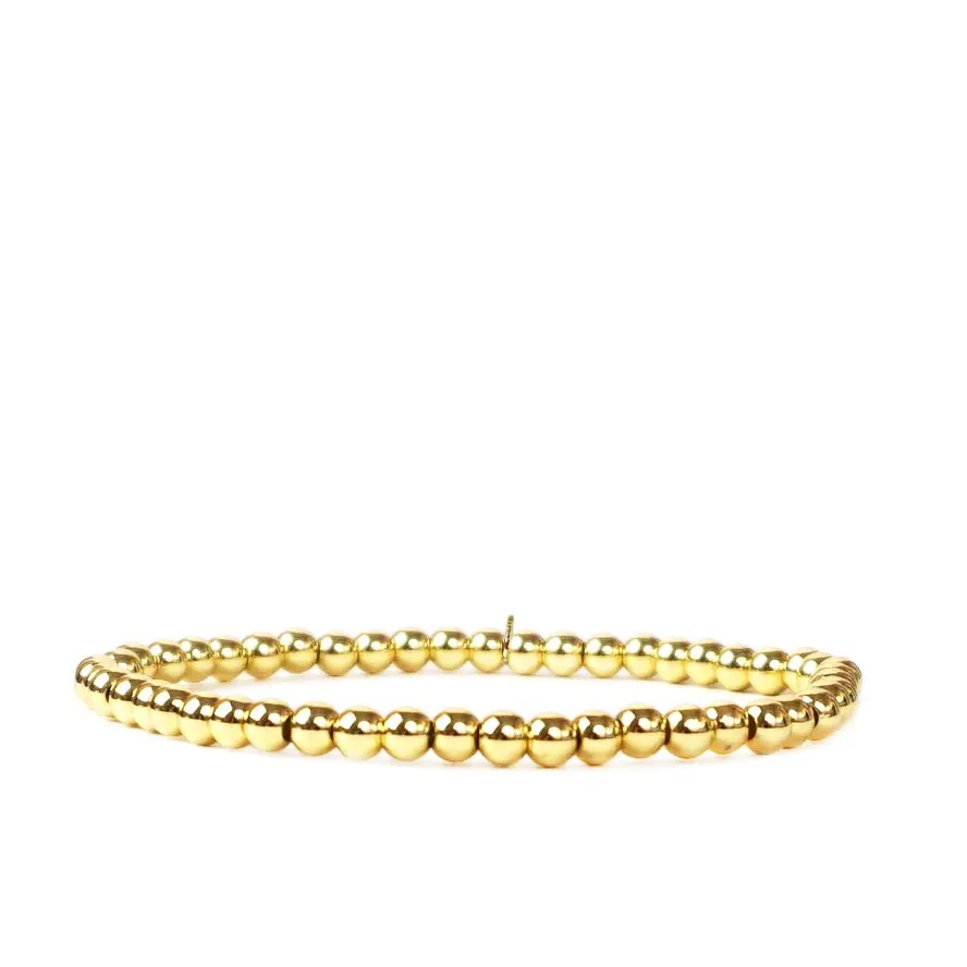 4mm Beaded Ball Bracelet in Gold