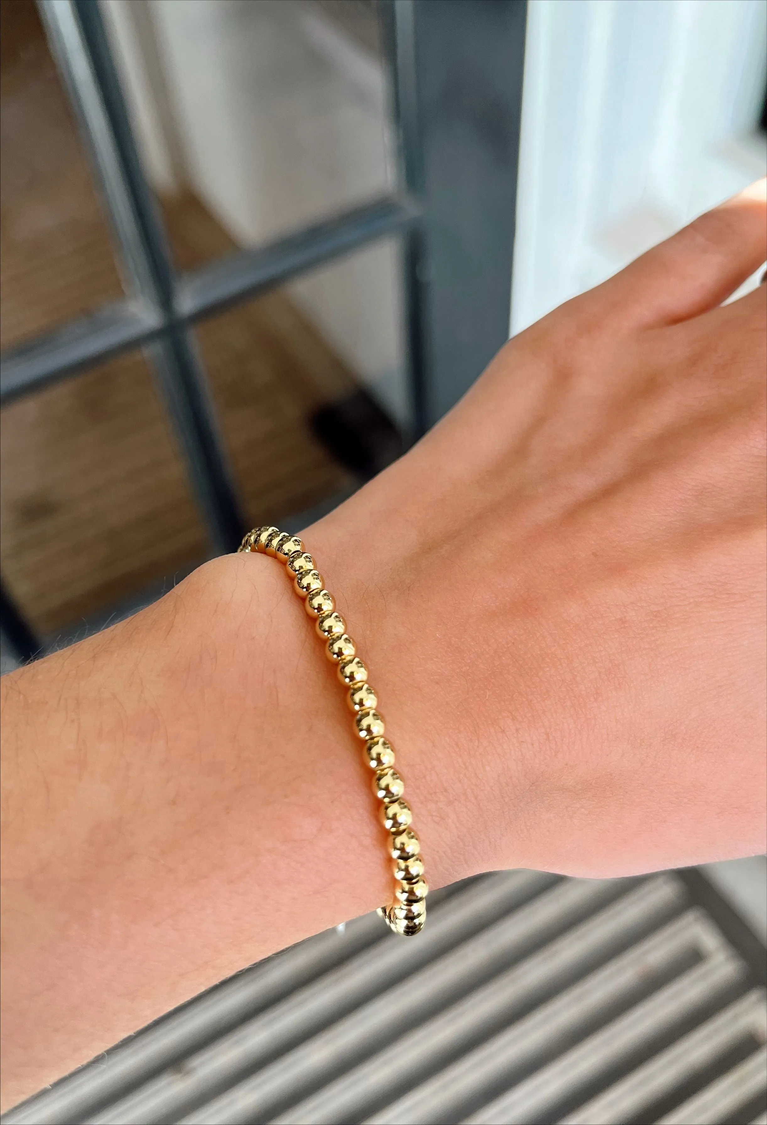 4mm Beaded Ball Bracelet in Gold