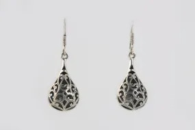 925 Silver Drop Filigree Design Earrings (6.39g.)