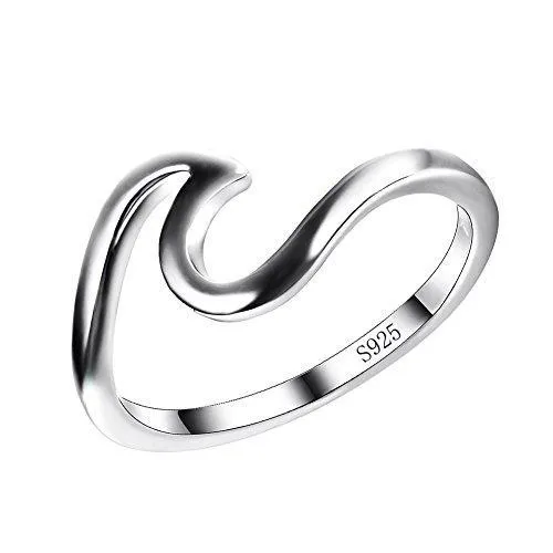 925 Sterling Silver Wave Ring Style For Women To Show Unlimited Beauty Sizes 5-10