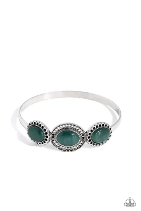 A DAYDREAM Come True Green Cat's Eye Stone Bangle Bracelet - Paparazzi Accessories