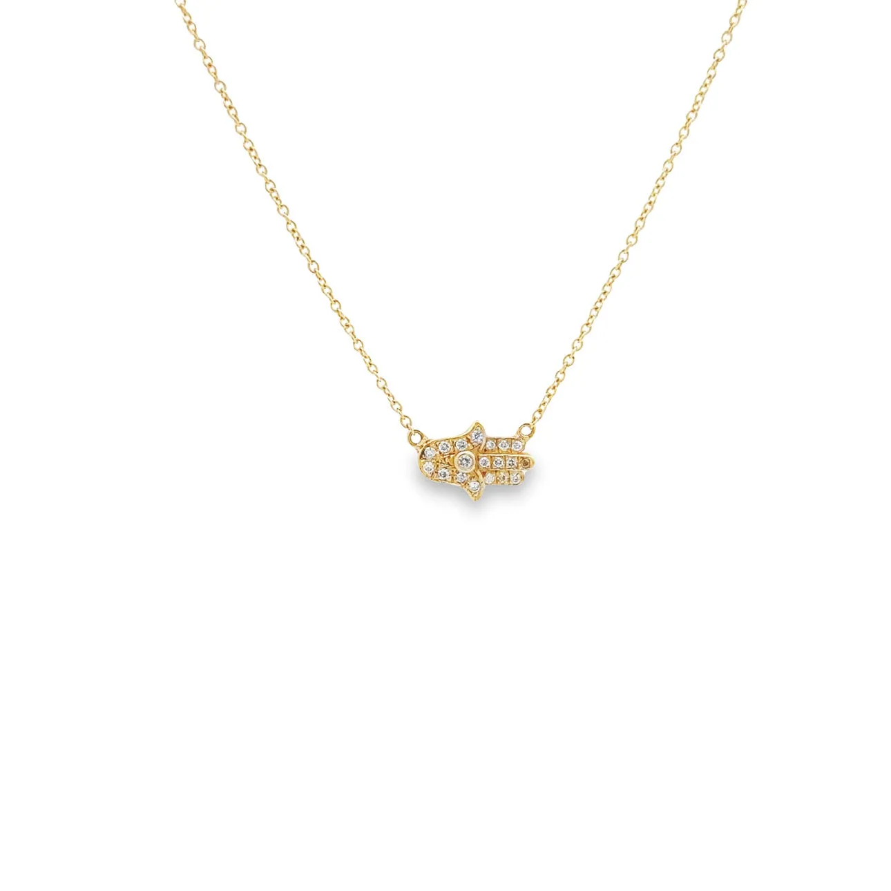 ADH14 14kt Pave Hamsa Necklace