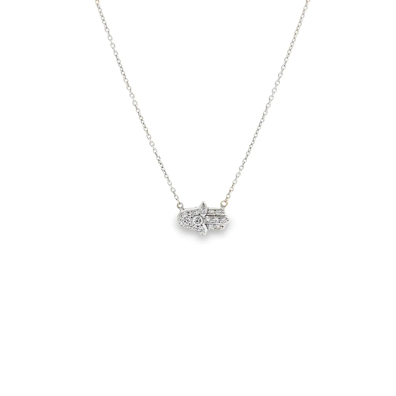 ADH14 14kt Pave Hamsa Necklace