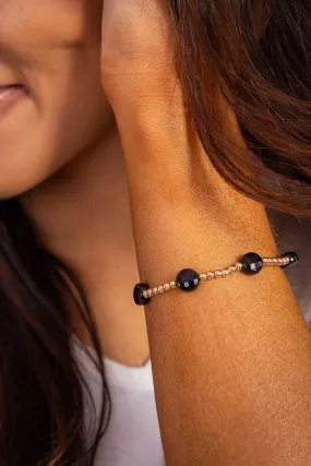 Admire 3mm Faceted Onyx Bead Bracelet | E-Newton