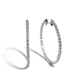 AFJ Diamond Collection - Diamond Hoop Earrings, White Gold