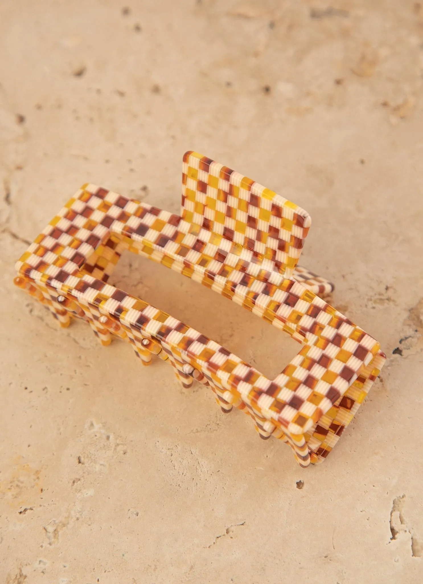 Alba Hair Clip - Yellow Check