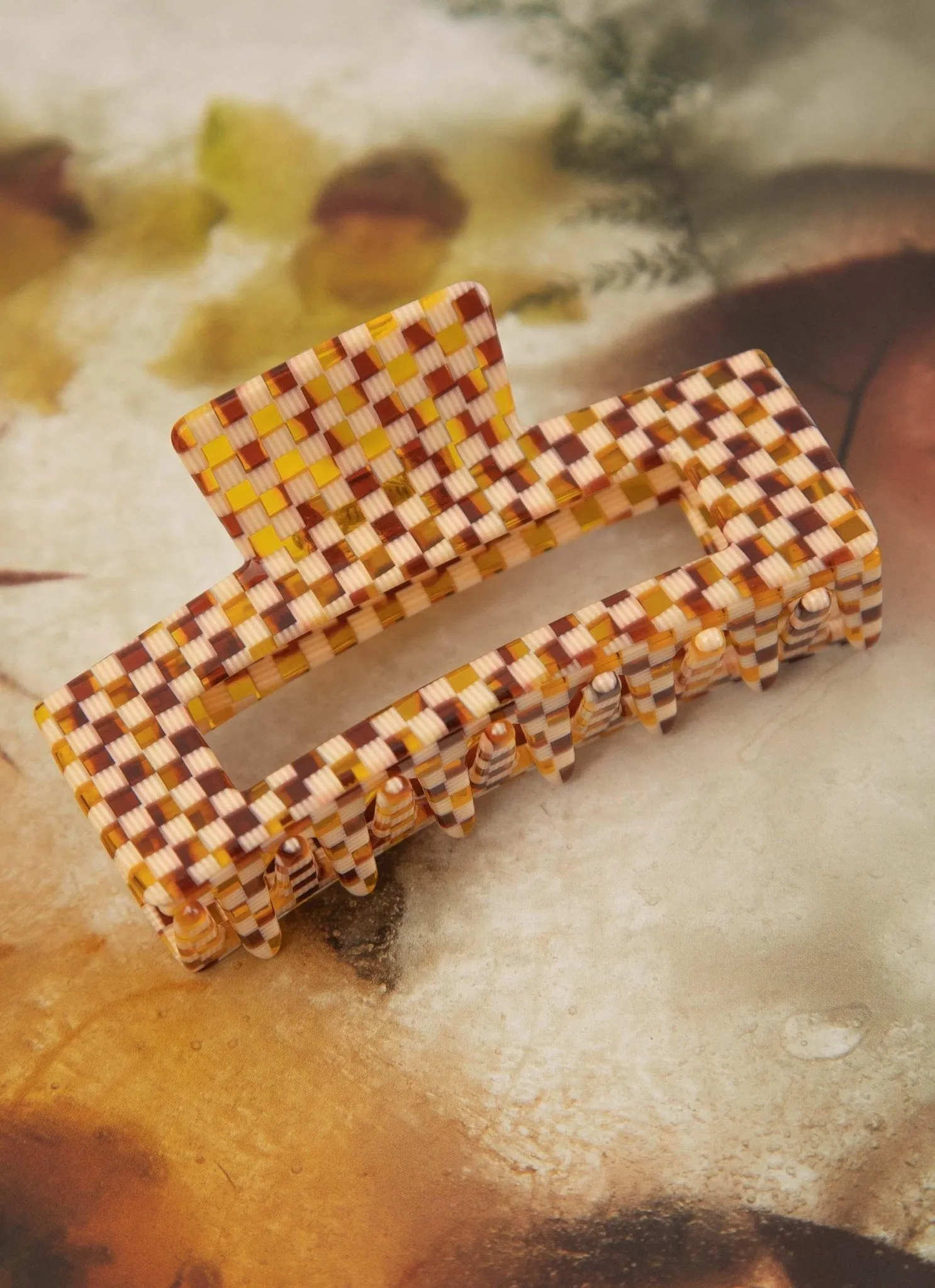 Alba Hair Clip - Yellow Check