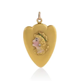 Alling & Co. Heart-Shaped Gold and Enamel Locket