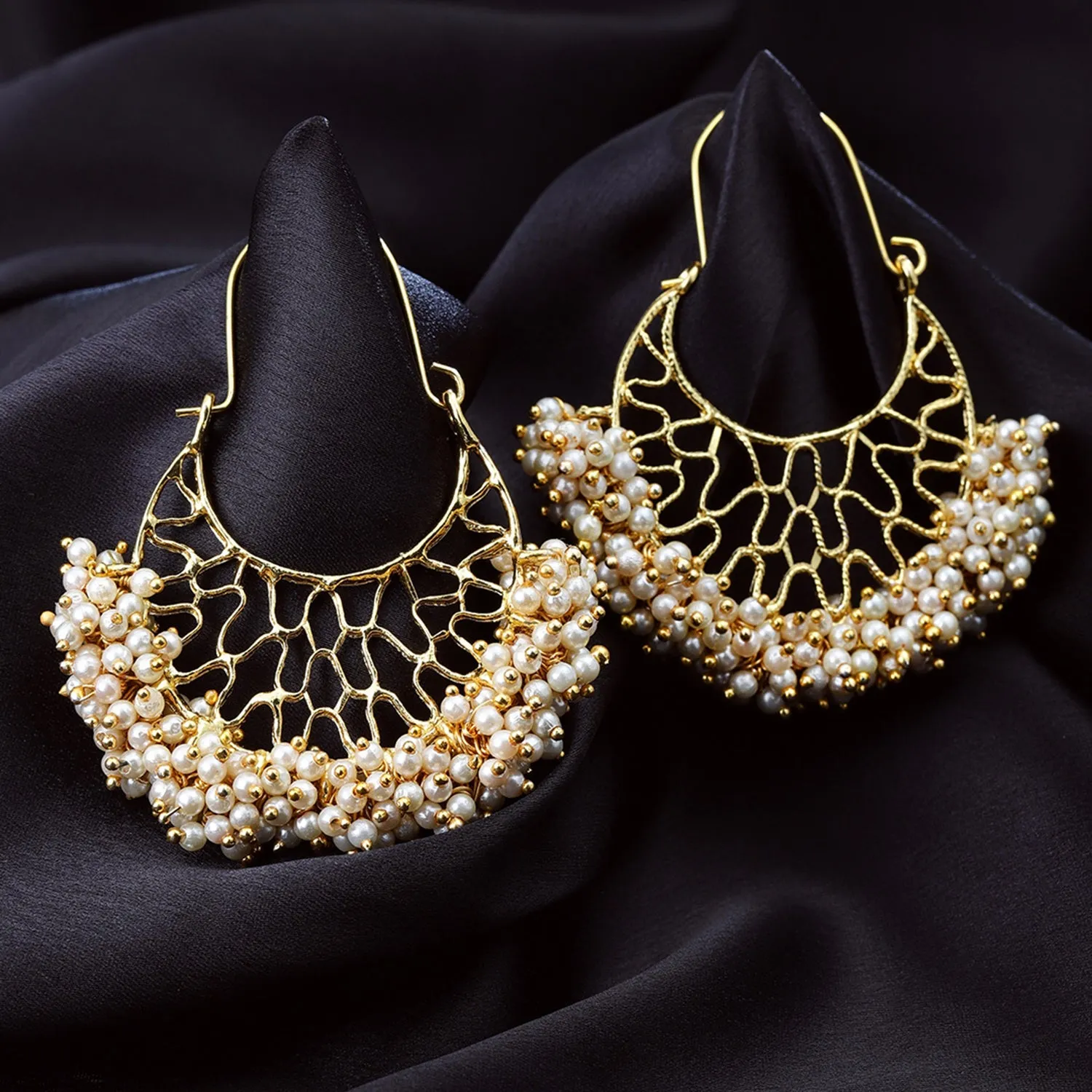 Alloy Chandbali Earrings in Gold