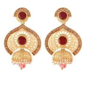 Alloy Large Dangle Earrings in Red