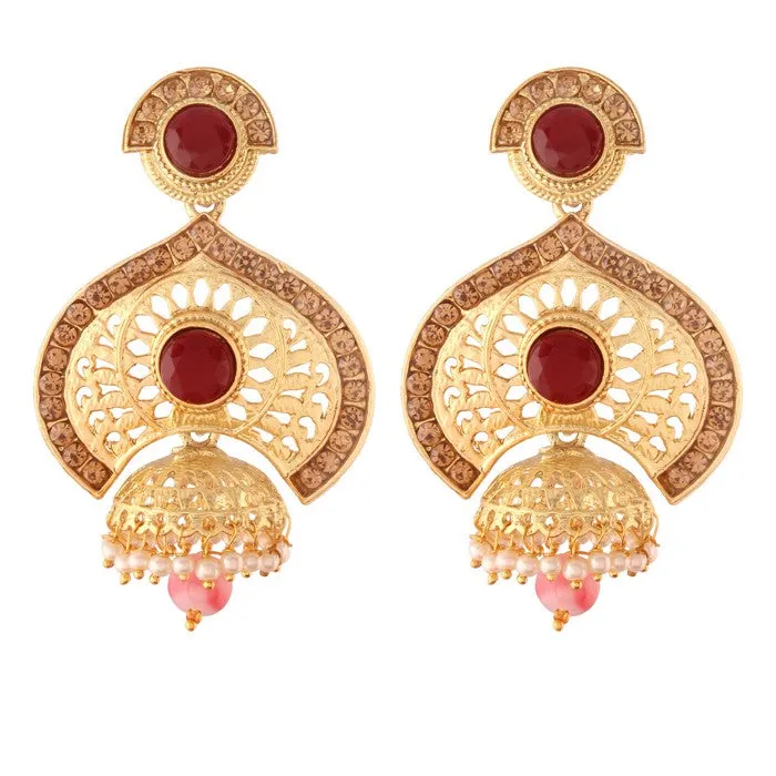 Alloy Large Dangle Earrings in Red