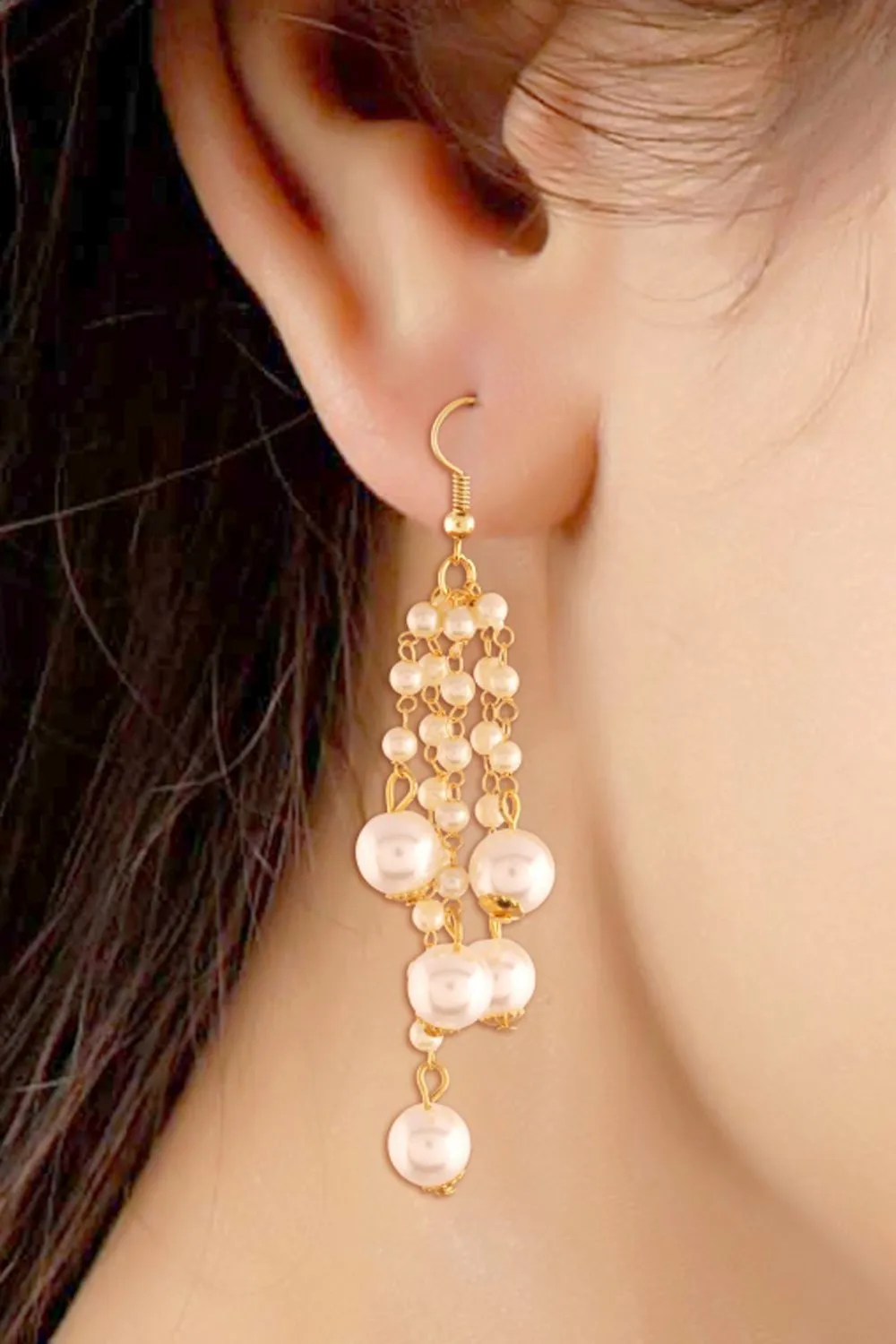 Alloy Large Dangle Earrings in White