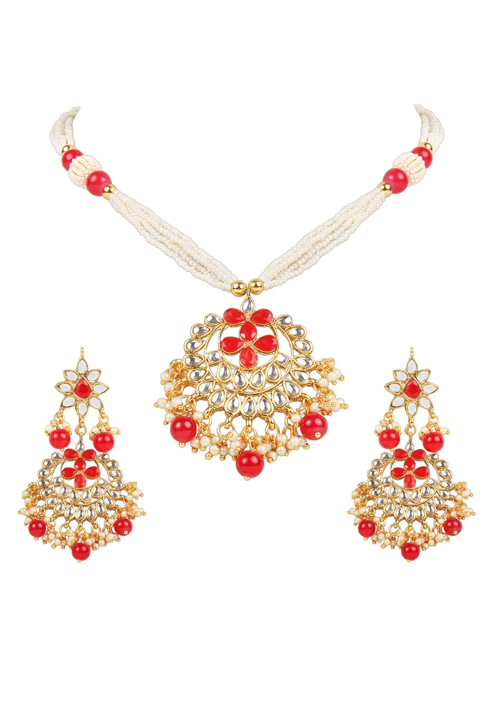 Alloy Necklace Set in Red