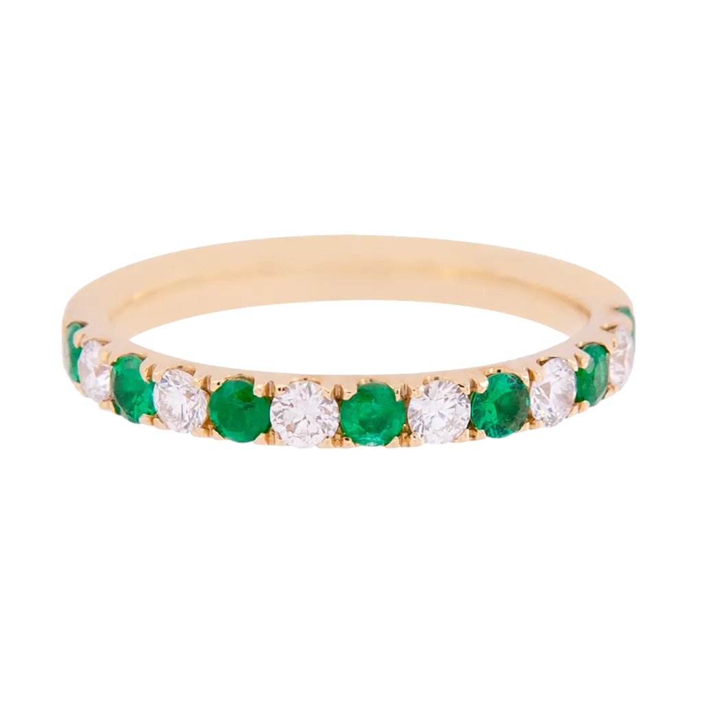 Alternating Emerald and Diamond Band