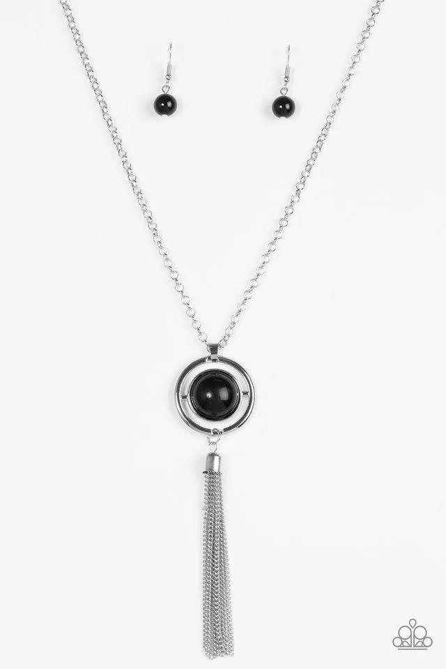 Always Front and Center Black and Silver Necklace - Paparazzi Accessories