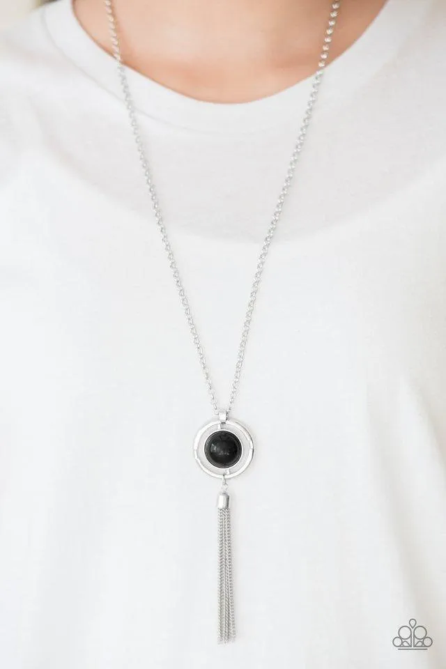 Always Front and Center Black and Silver Necklace - Paparazzi Accessories